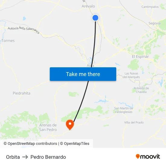 Orbita to Pedro Bernardo map