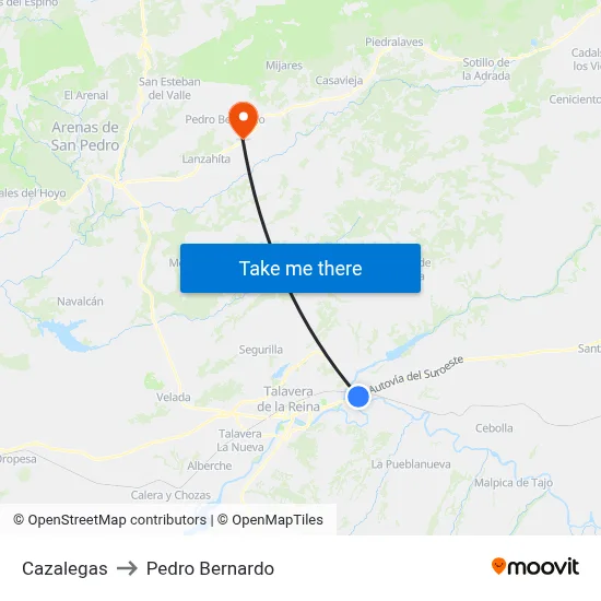 Cazalegas to Pedro Bernardo map