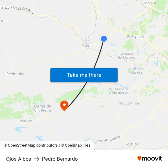 Ojos-Albos to Pedro Bernardo map