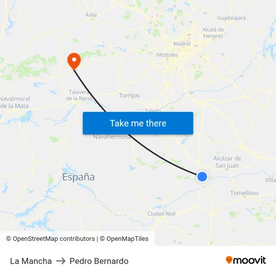 La Mancha to Pedro Bernardo map