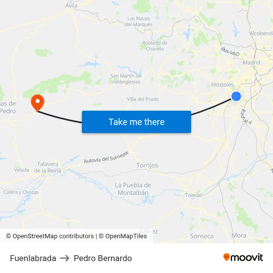 Fuenlabrada to Pedro Bernardo map