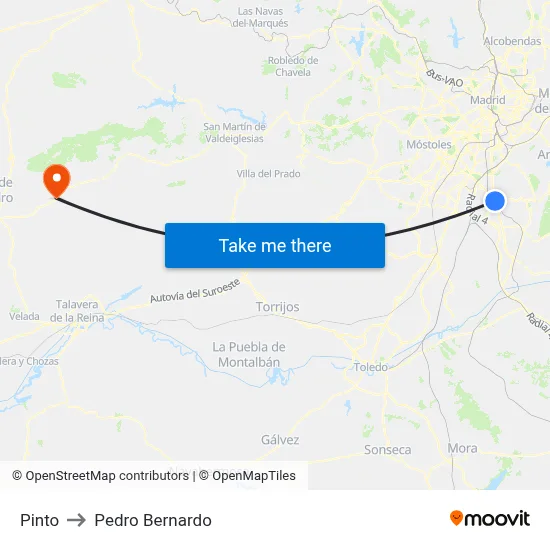 Pinto to Pedro Bernardo map