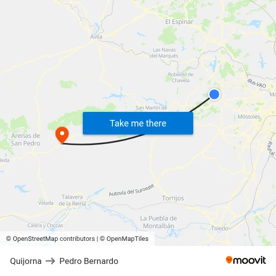 Quijorna to Pedro Bernardo map