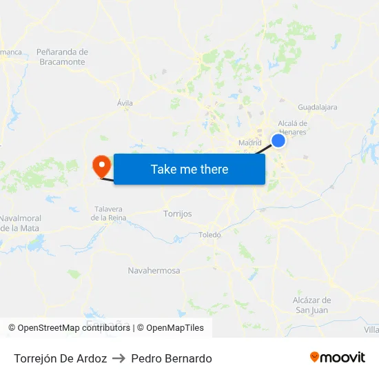 Torrejón De Ardoz to Pedro Bernardo map