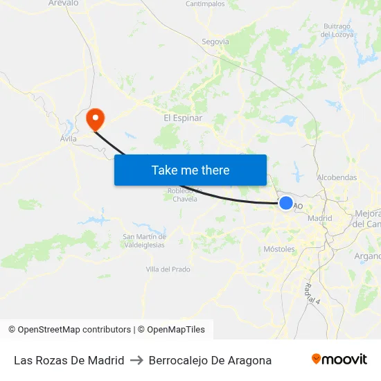 Las Rozas De Madrid to Berrocalejo De Aragona map