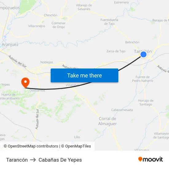 Tarancón to Cabañas De Yepes map