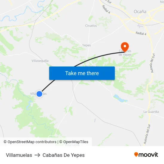 Villamuelas to Cabañas De Yepes map