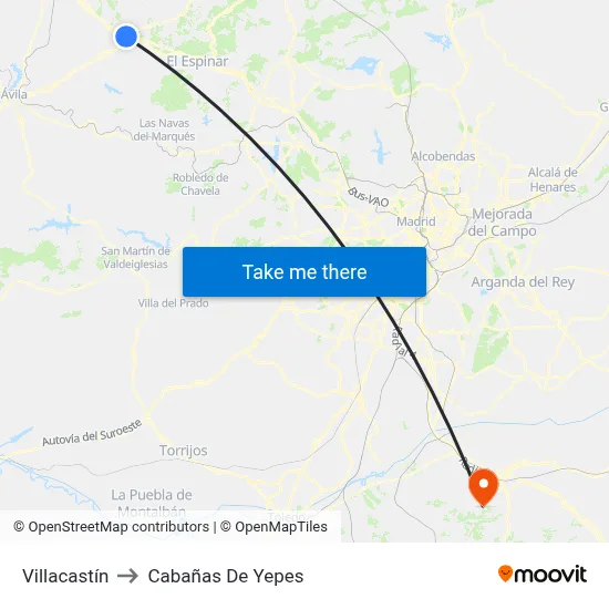 Villacastín to Cabañas De Yepes map