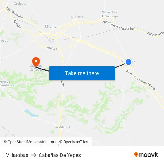Villatobas to Cabañas De Yepes map