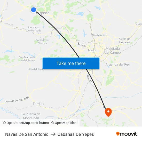 Navas De San Antonio to Cabañas De Yepes map