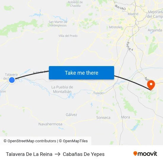 Talavera De La Reina to Cabañas De Yepes map