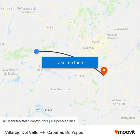 Villarejo Del Valle to Cabañas De Yepes map