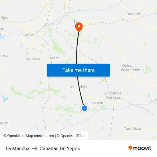 La Mancha to Cabañas De Yepes map