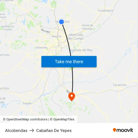 Alcobendas to Cabañas De Yepes map