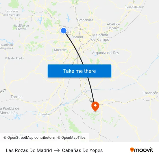 Las Rozas De Madrid to Cabañas De Yepes map