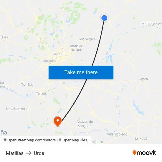 Matillas to Urda map