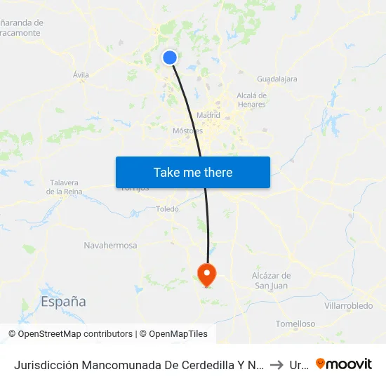Jurisdicción Mancomunada De Cerdedilla Y Navacerrada to Urda map