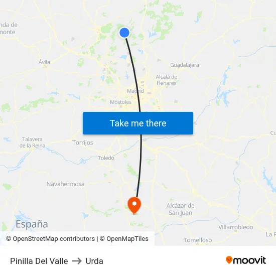 Pinilla Del Valle to Urda map