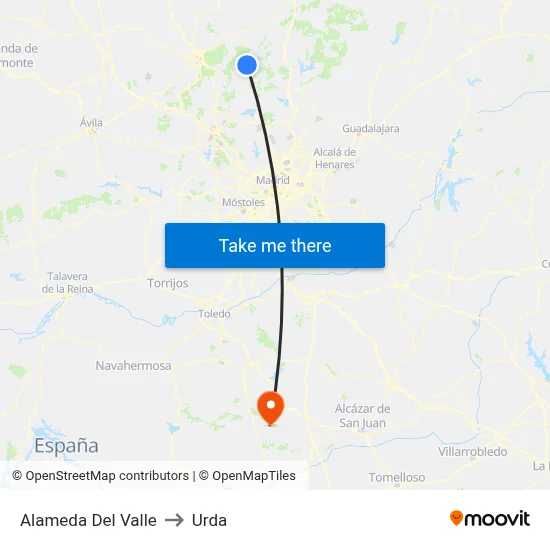 Alameda Del Valle to Urda map