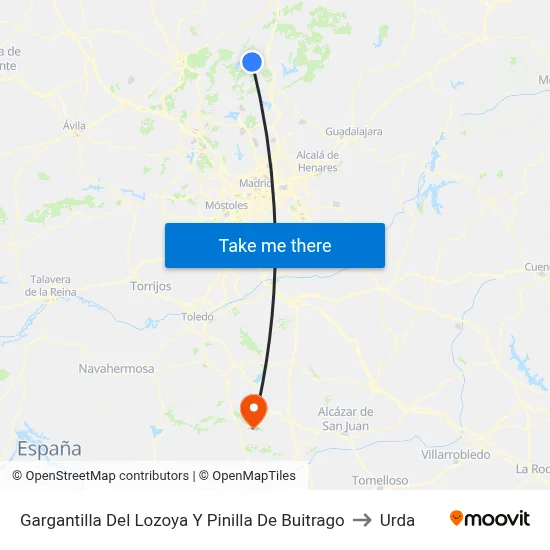 Gargantilla Del Lozoya Y Pinilla De Buitrago to Urda map
