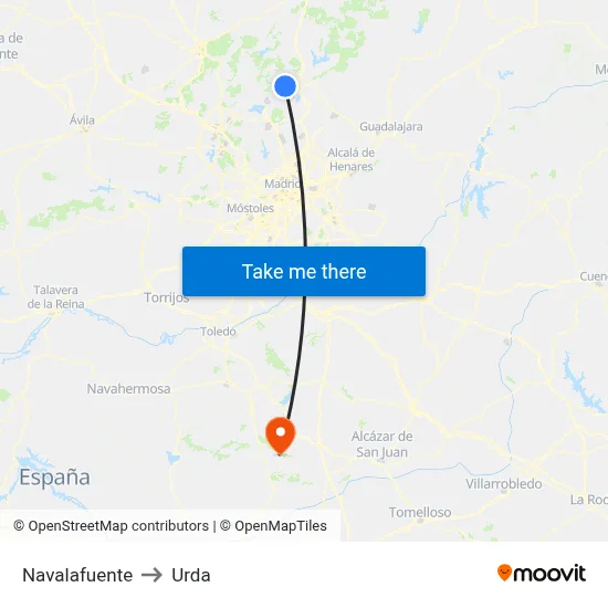 Navalafuente to Urda map