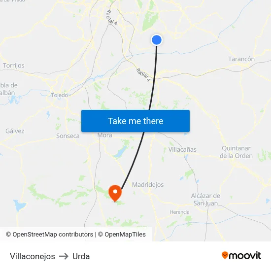 Villaconejos to Urda map