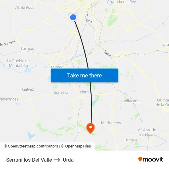 Serranillos Del Valle to Urda map