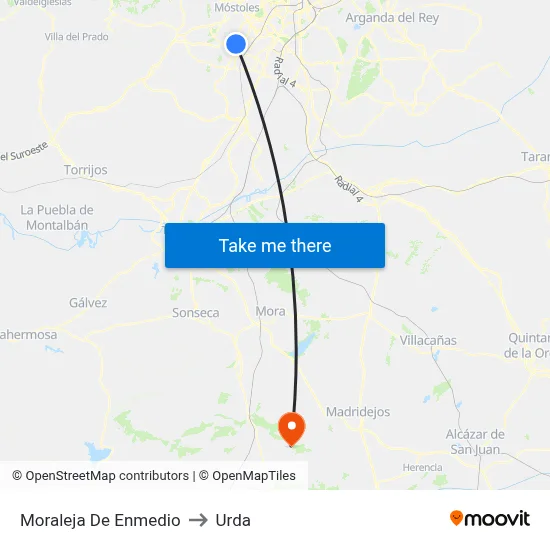 Moraleja De Enmedio to Urda map