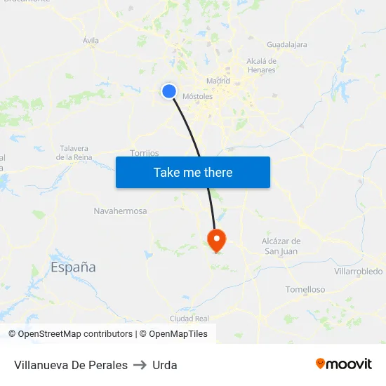 Villanueva De Perales to Urda map