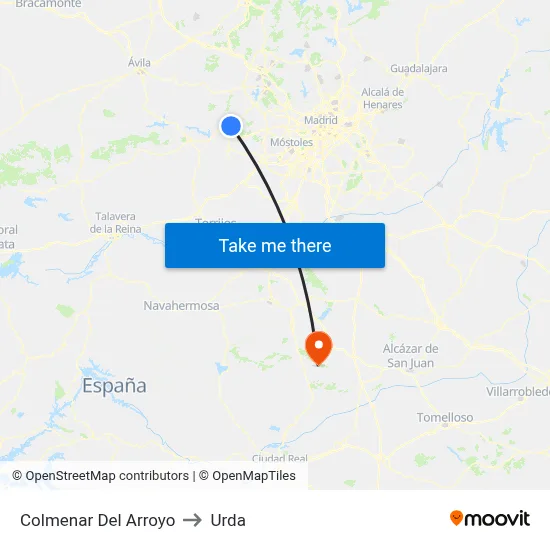 Colmenar Del Arroyo to Urda map