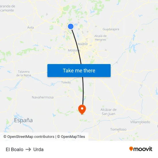 El Boalo to Urda map