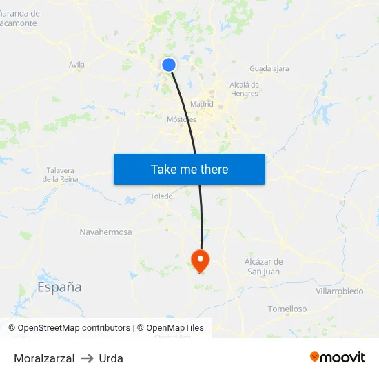 Moralzarzal to Urda map