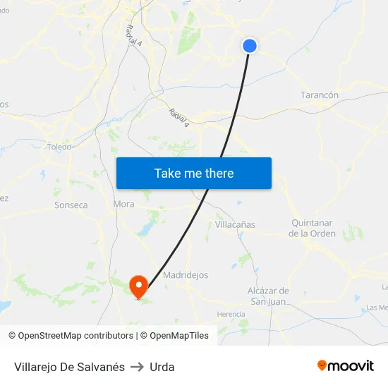 Villarejo De Salvanés to Urda map