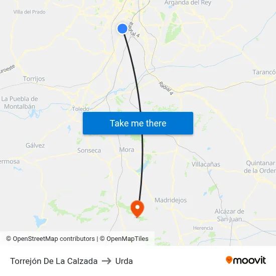 Torrejón De La Calzada to Urda map