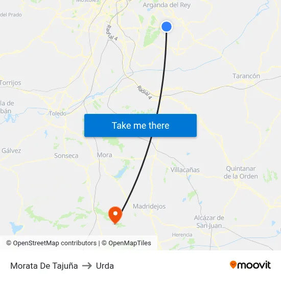 Morata De Tajuña to Urda map