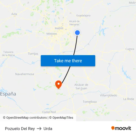 Pozuelo Del Rey to Urda map