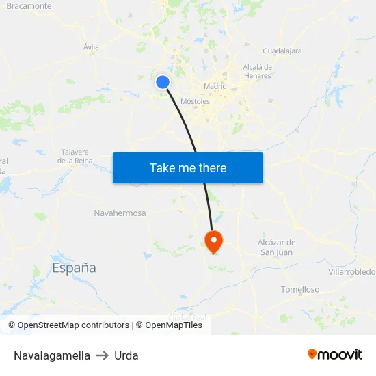 Navalagamella to Urda map