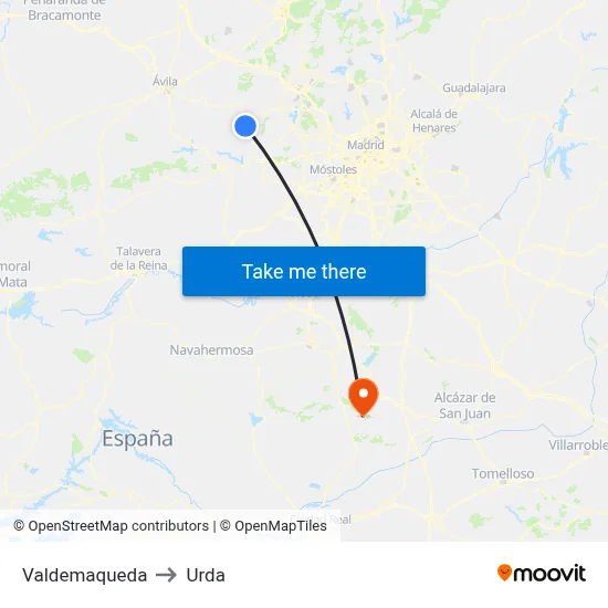 Valdemaqueda to Urda map