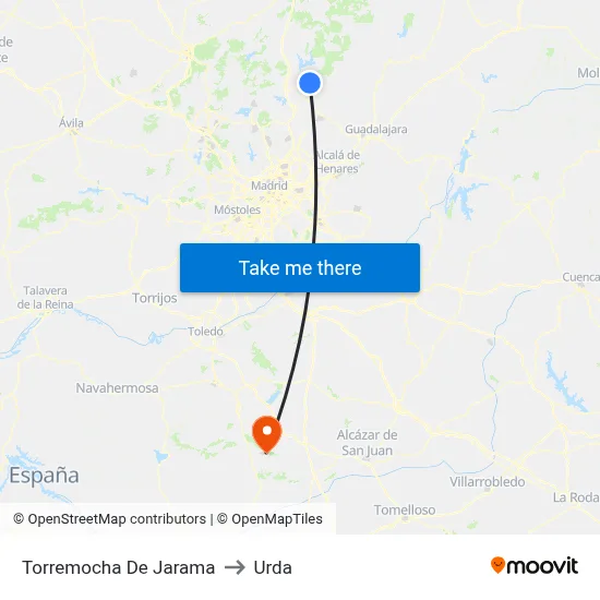 Torremocha De Jarama to Urda map