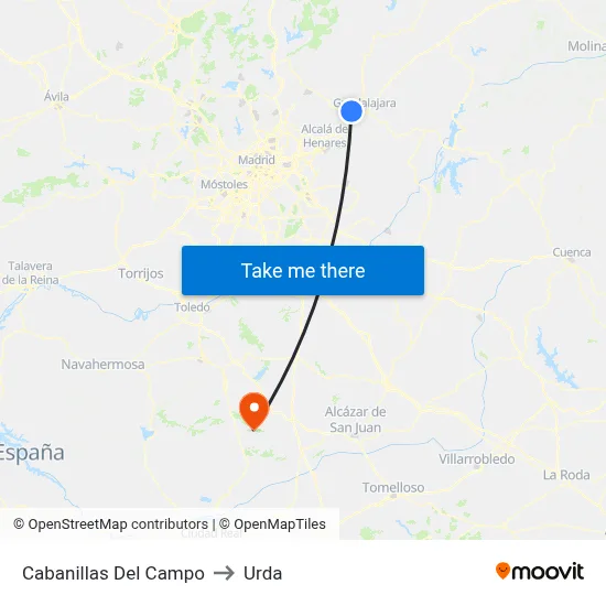 Cabanillas Del Campo to Urda map