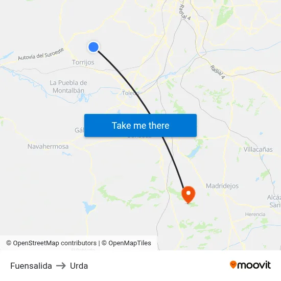 Fuensalida to Urda map