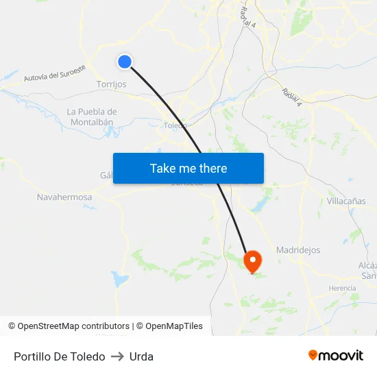 Portillo De Toledo to Urda map
