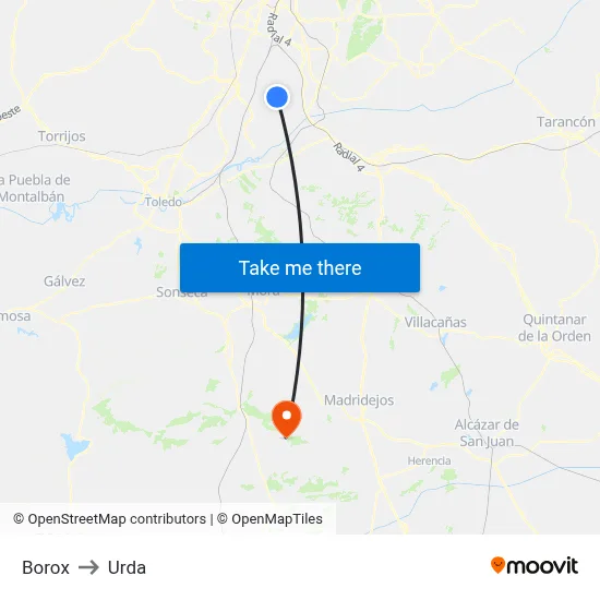 Borox to Urda map