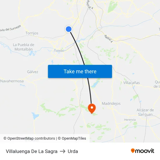Villaluenga De La Sagra to Urda map