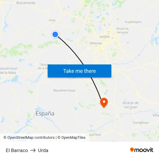 El Barraco to Urda map