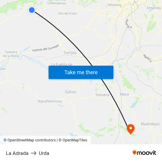 La Adrada to Urda map