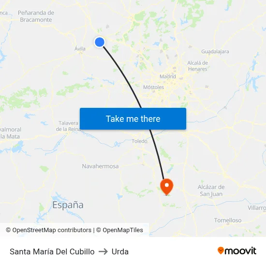 Santa María Del Cubillo to Urda map