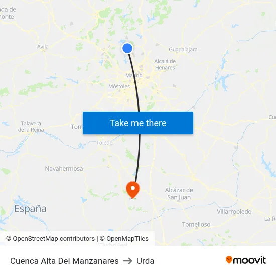 Cuenca Alta Del Manzanares to Urda map
