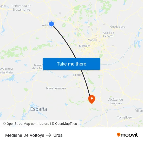 Mediana De Voltoya to Urda map