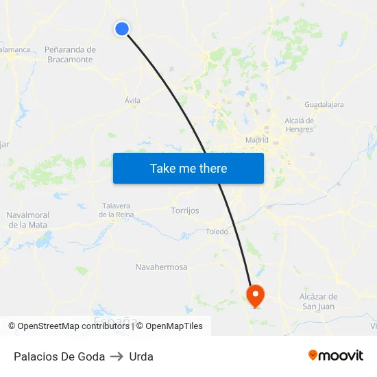 Palacios De Goda to Urda map